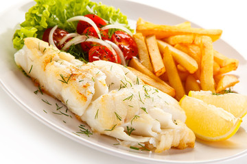 Fried fish with french fries