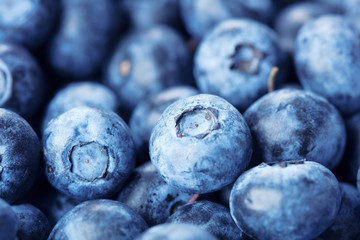 Heap of blueberries isolated on white background