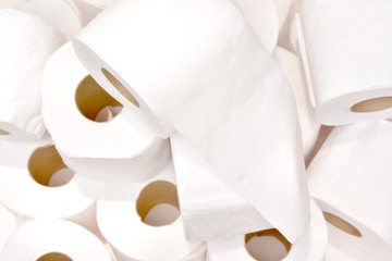 Close-up image stack of toilet papers roll  top view.