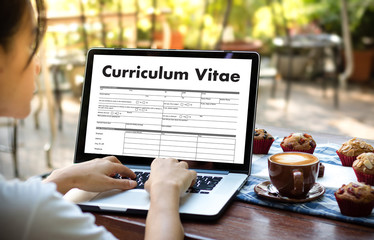 CV - Curriculum Vitae (Job interview concept with business CV resume) , BUSINESS OFFICE BUSINESSMAN WORKING application job