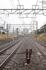 Fototapeta premium Japanese railroad in the urban area