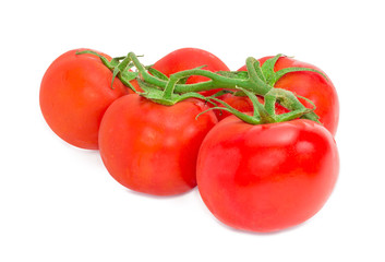 Branch of the ripe red tomatoes closeup