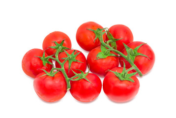 Two branches of the ripe red tomatoes