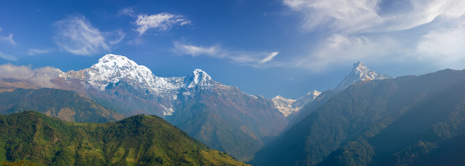 Panorama of the south face of the Annapurna Himal