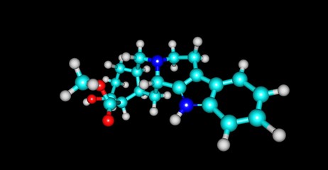 Yohimbine molecular structure isolated on black