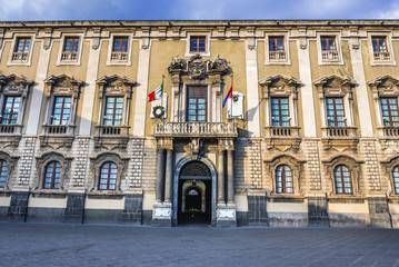 Fototapeta na wymiar City Hall located in Elephants Palace in Catania, Sicily Island of Italy