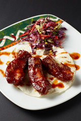 Pork ribs in Mexican style. Mexican food. Mexican cuisine.