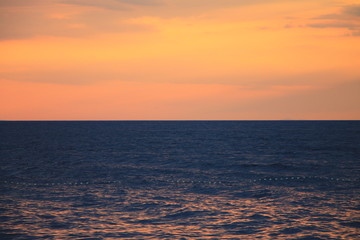 Sunset over the Adriatic sea in Brela , Croatia