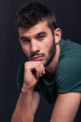 handsome man portrait, face head closeup
