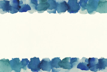 Blue watercolor frame and background