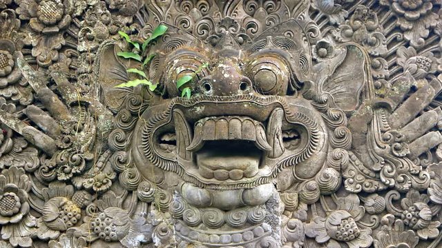 Ancient Relief Sculpture of Mythical, Balinese Monster