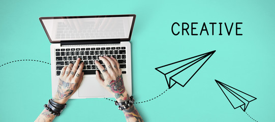 Creative tattoo hands paper plane