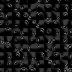 seamless array made of black objects with opening in different directions 