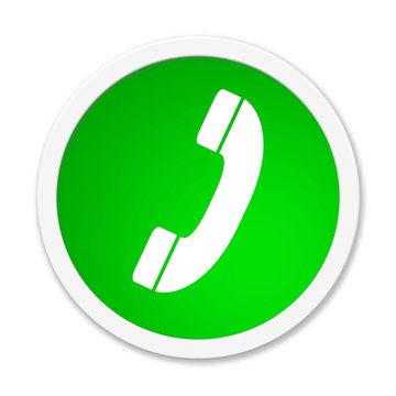 Runder gr&uuml;ner Button mit Telefonsymbol