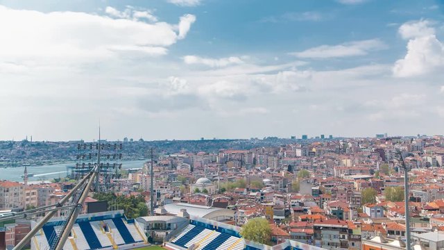 Panoramic Top View With Stadium And Houses Timelapse In Istanbul, Turkey.