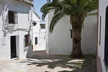 Typical street of Ubeda. whitewashed walls of white lime typical in andalucia, Jaen province, Andalusia, Spain © digicomphoto