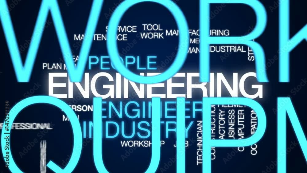 Poster engineering animated word cloud, text design animation.