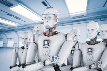 robot leader with team