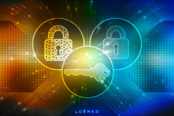 Fototapeta premium 2d illustration Safety concept: Closed Padlock on digital background