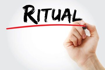 Hand writing Ritual with marker, concept background