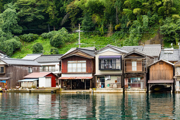 Fototapeta na wymiar Water House of Ine Cho in japan