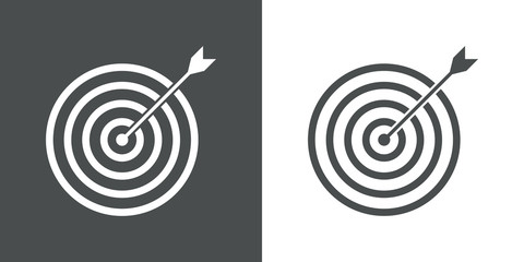 Icono plano diana con flecha gris y blanco