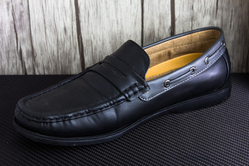Classic male black leather shoes