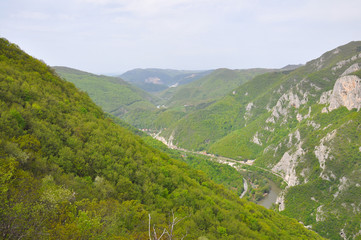 Panoramic view on meanders of Morava river from Ovcar, Serbia.