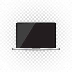 Laptop with white screen flat icon. Computer vector illustration on isolated background.