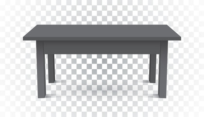 Vector 3d table for object presentation. Empty dark top table on isolated background.