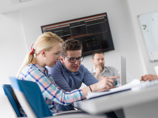 Business Team At A Meeting at modern office building