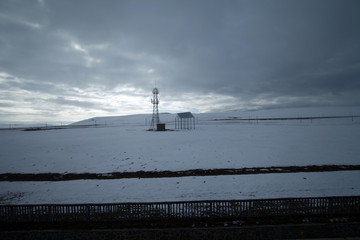 Fototapeta premium Snow mountain landscape of the grasslands