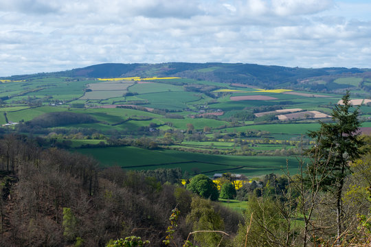 View Over The English Countryside In Somerset.