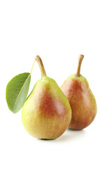 Ripe pears isolated on a white