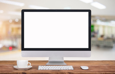 Computer Keyboard and mouse withHospital blur Blurred image of patient waiting for see doctor