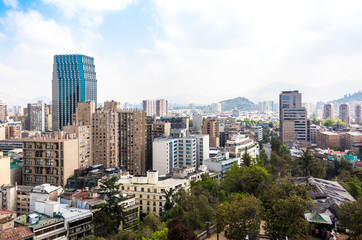 Fototapeta na wymiar View of the downtown of Santiago, Chile