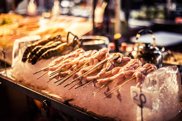 Fresh frogs at a street food stall in Kuala Lumpur, Malaysia
