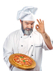  chief cook holding pizza napoletana