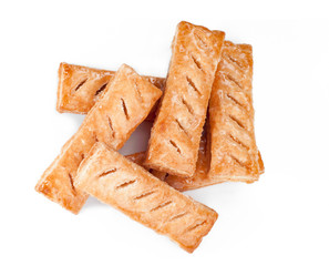 top view of sweet Puff pastry on white