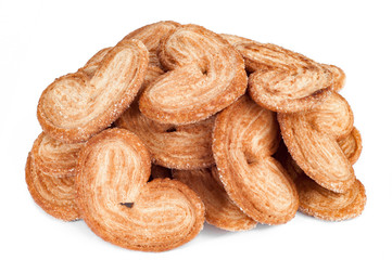 Heap of cookies on white background