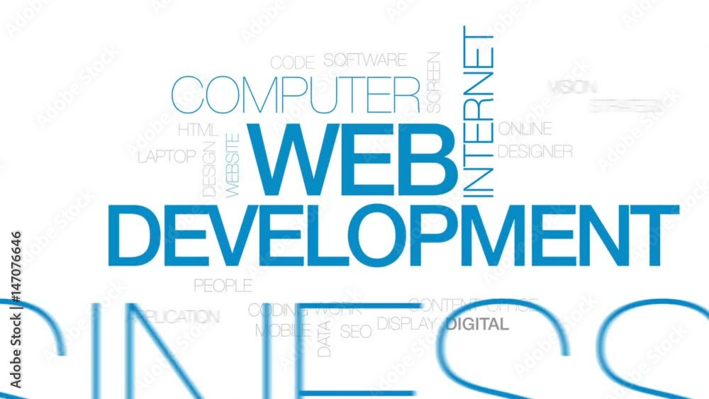 Poster web development animated word cloud, text design animation. kinetic typography.