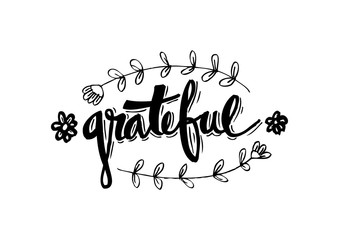 Gratelful hand lettering calligraphy.