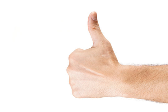 Dłoń wykonująca gest na białym tle