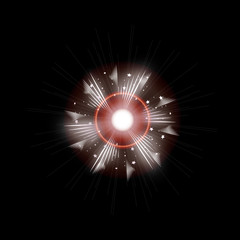 Bright Star Burst Light Effect with Glittering, Glowing Sparkles - Nebula Flare and Glare, Element for Texture or Background, Isolated on Black
