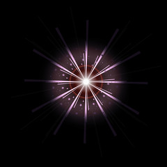 Bright Star Burst Light Effect with Glittering, Glowing Sparkles - Nebula Flare and Glare, Element for Texture or Background, Isolated on Black
