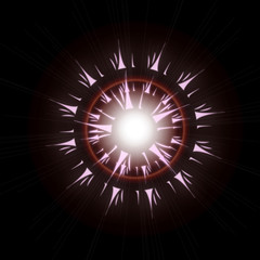 Bright Star Burst Light Effect with Glittering, Glowing Sparkles - Nebula Flare and Glare, Element for Texture or Background, Isolated on Black