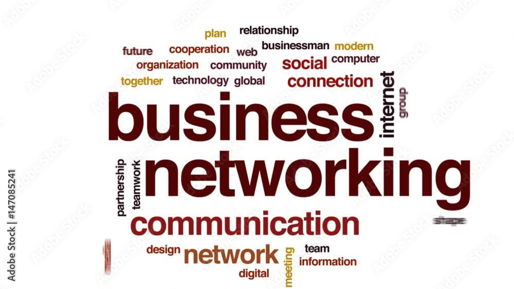Poster business networking animated word cloud, text design animation.
