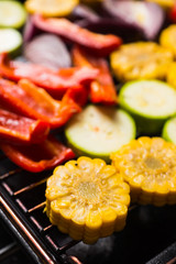Grilled vegetables on the pan. Selective focus.