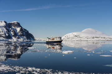 Antarctic landscape with ship