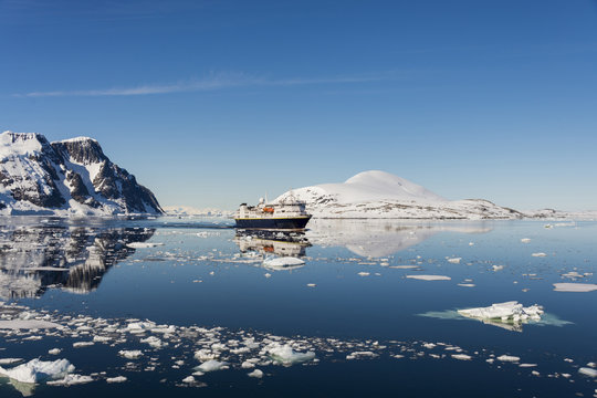 Antarctic landscape with ship